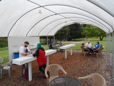 Photograph of the Graveyard Grill dining area