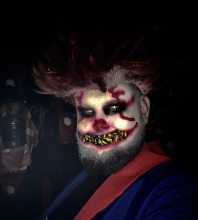 Photograph of an evil clown